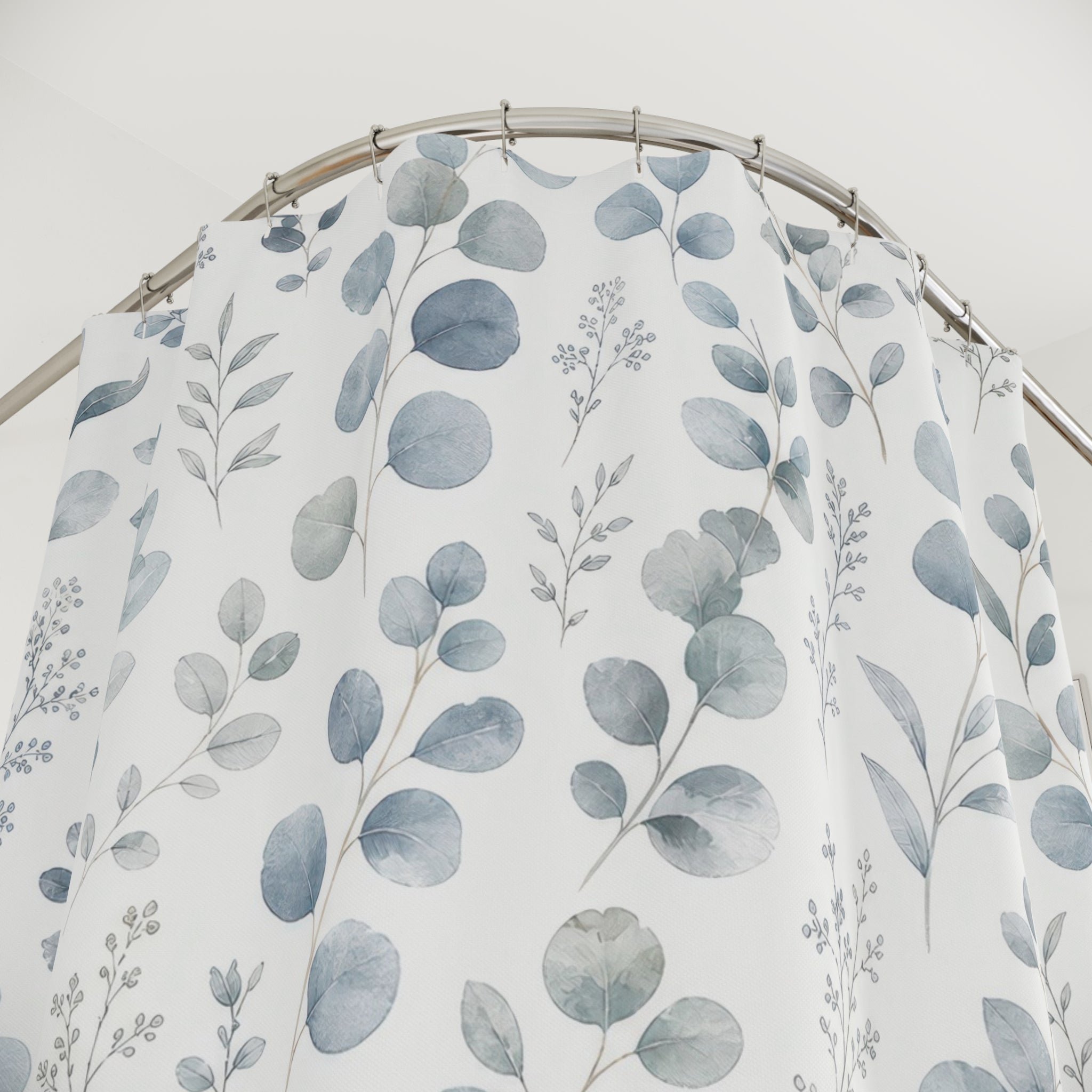 Blue Green Botanical Shower Curtain