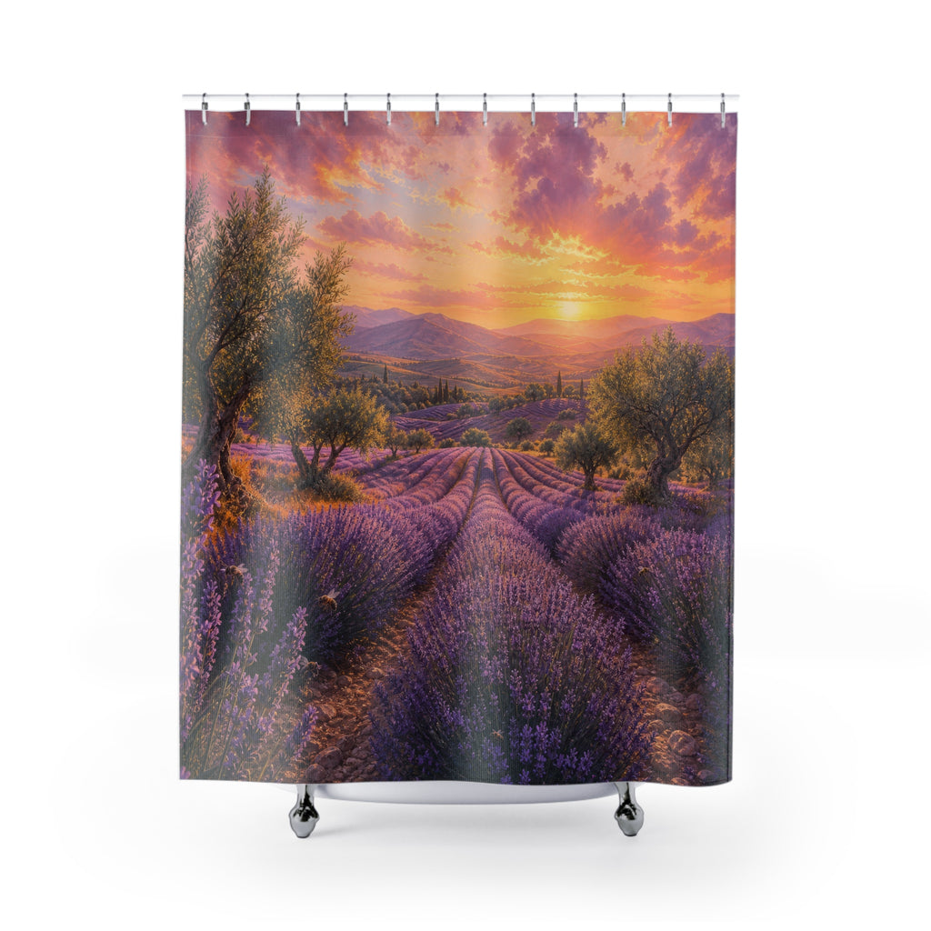 Lavender Field Sunset Shower Curtain