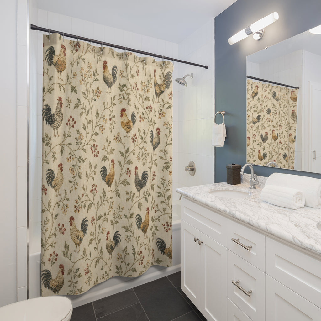 Rooster Farmhouse Country Shower Curtain