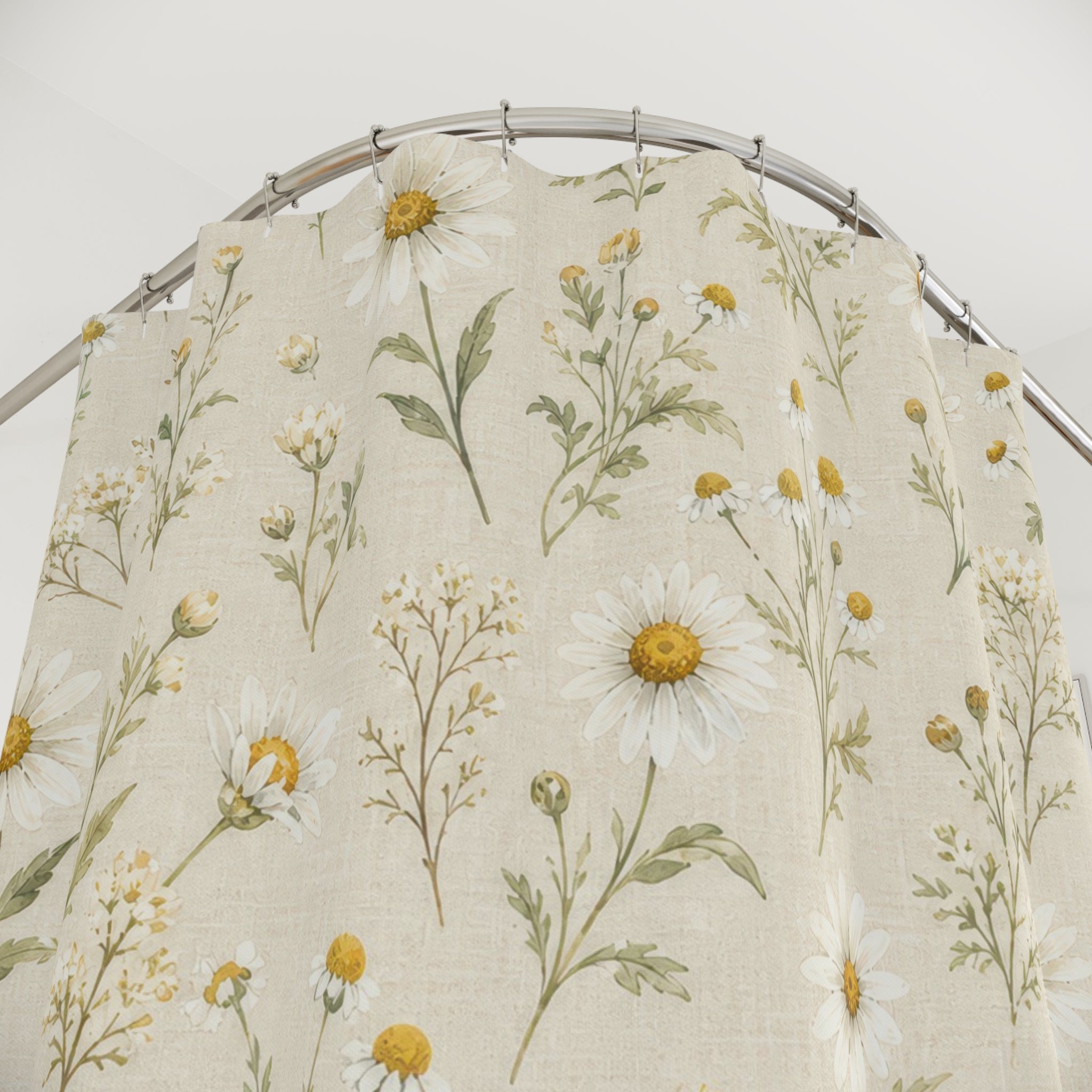 White Daisy Meadow Shower Curtain