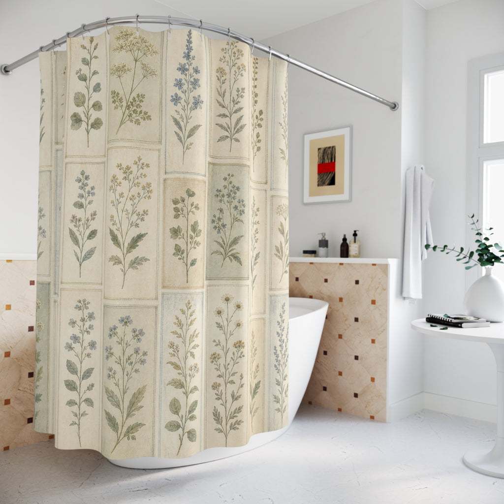 Botanical Panel Farmhouse Shower Curtain
