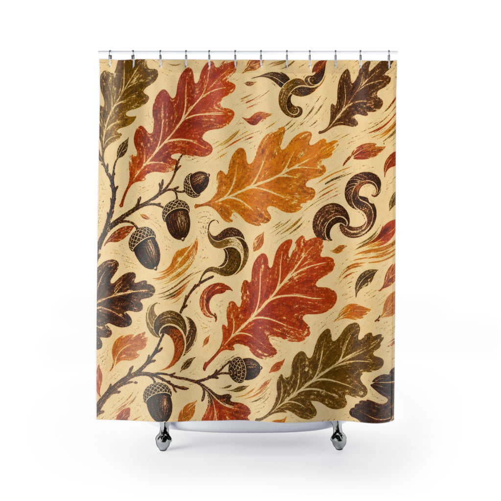 Autumn Oak Block Print Shower Curtain