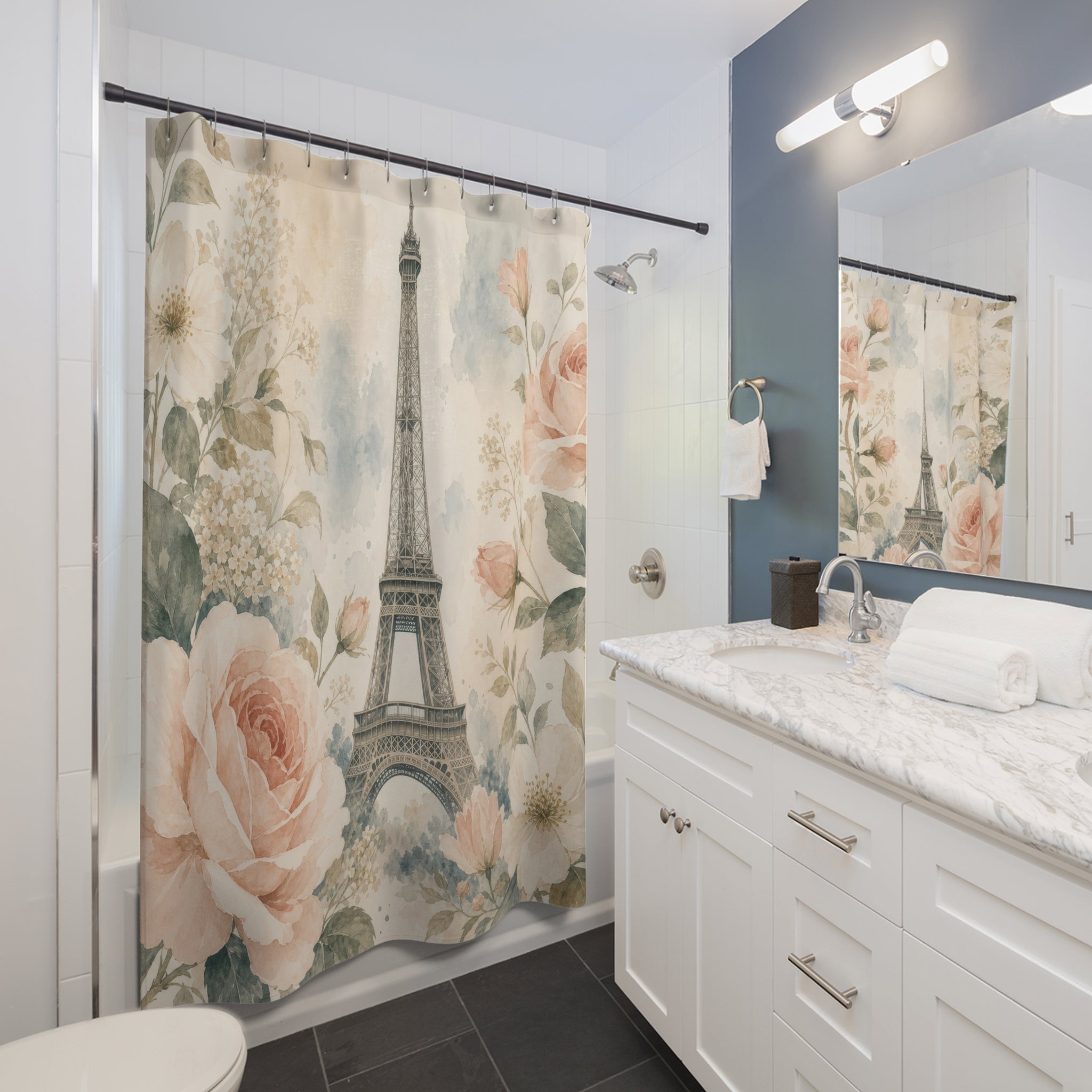 French Floral Paris Shower Curtain