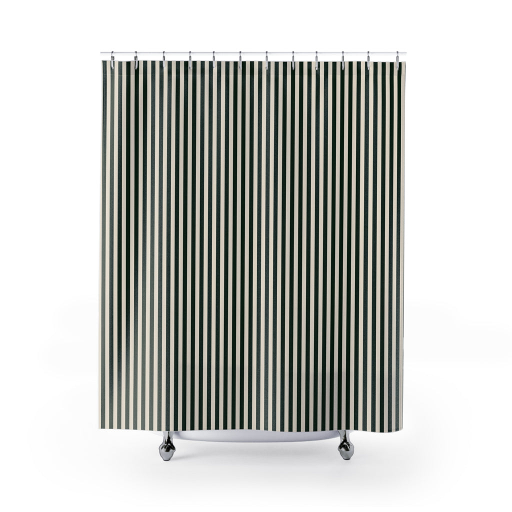 Olive and Cream Cabana Stripe Shower Curtain