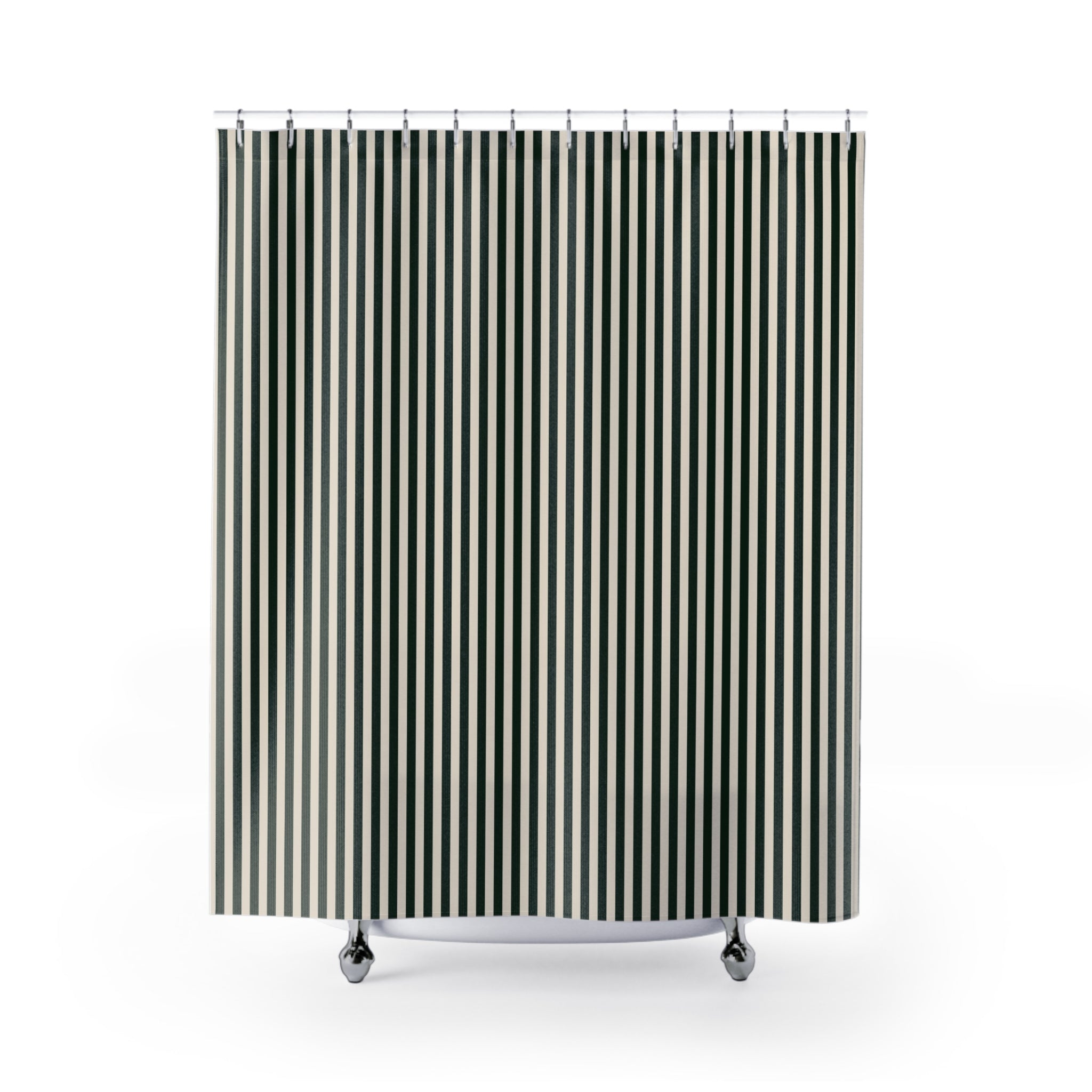 Olive and Cream Cabana Stripe Shower Curtain