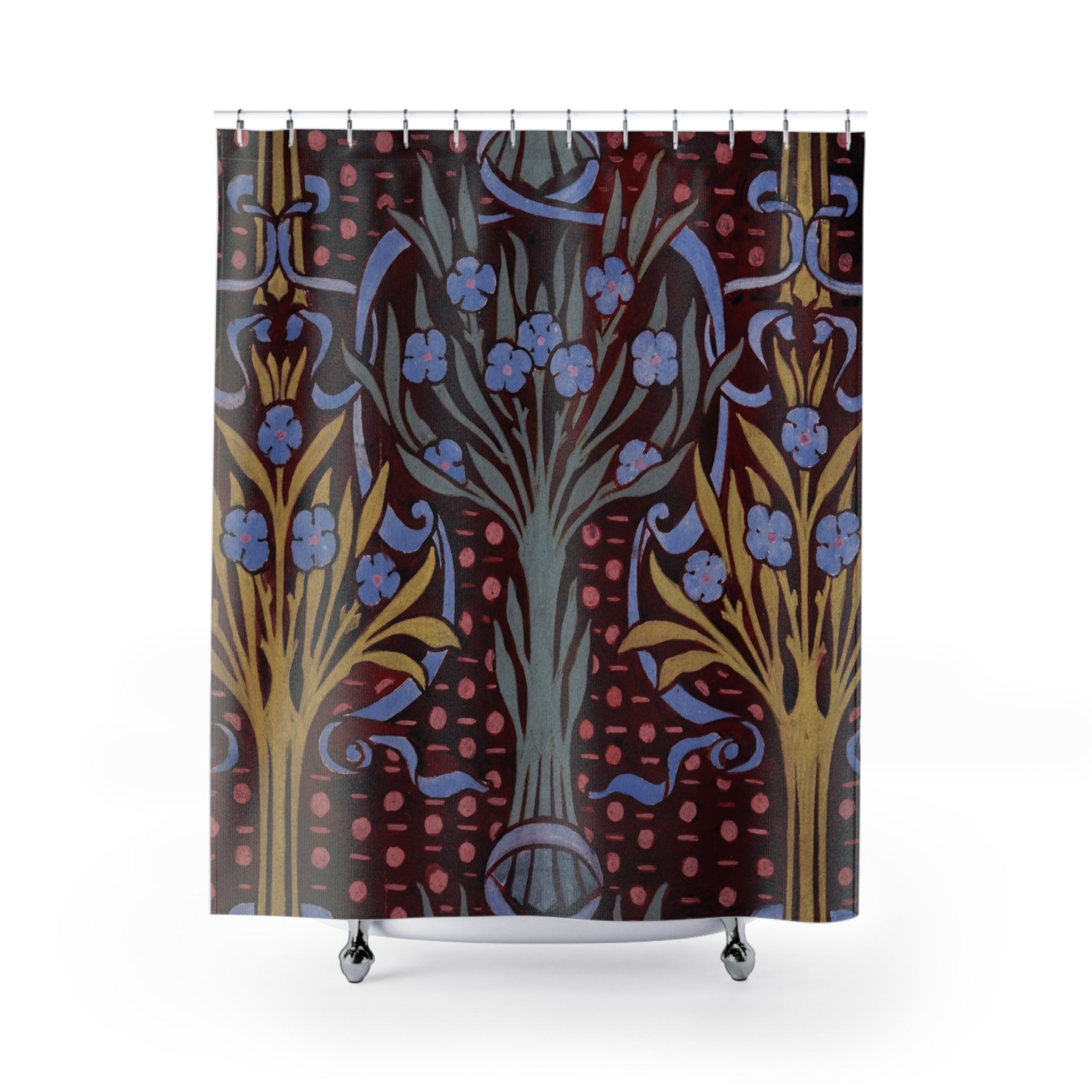 Mackmurdo Floral Shower Curtain – Red, Blue & Gold