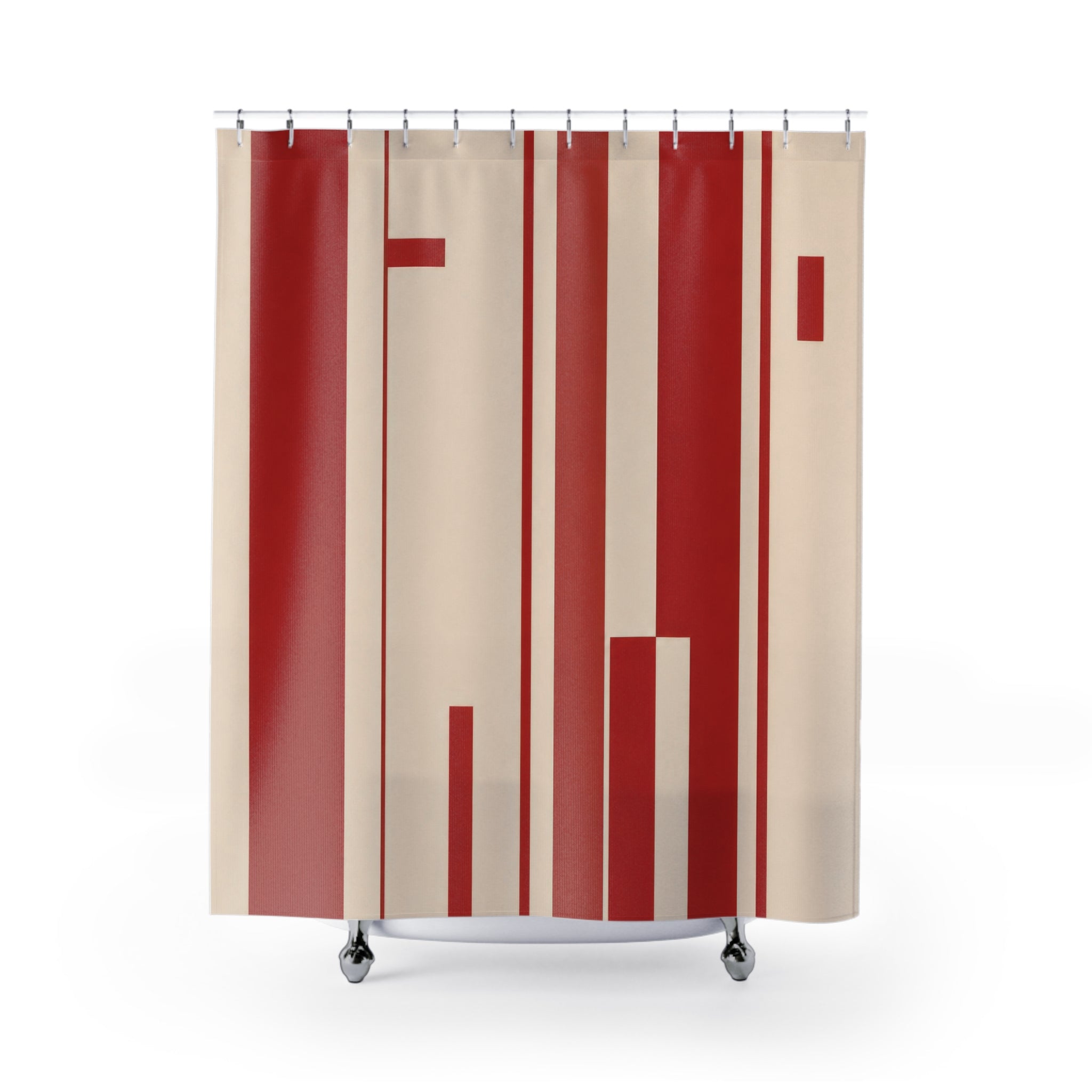 Red White Bauhaus Stripe Shower Curtain