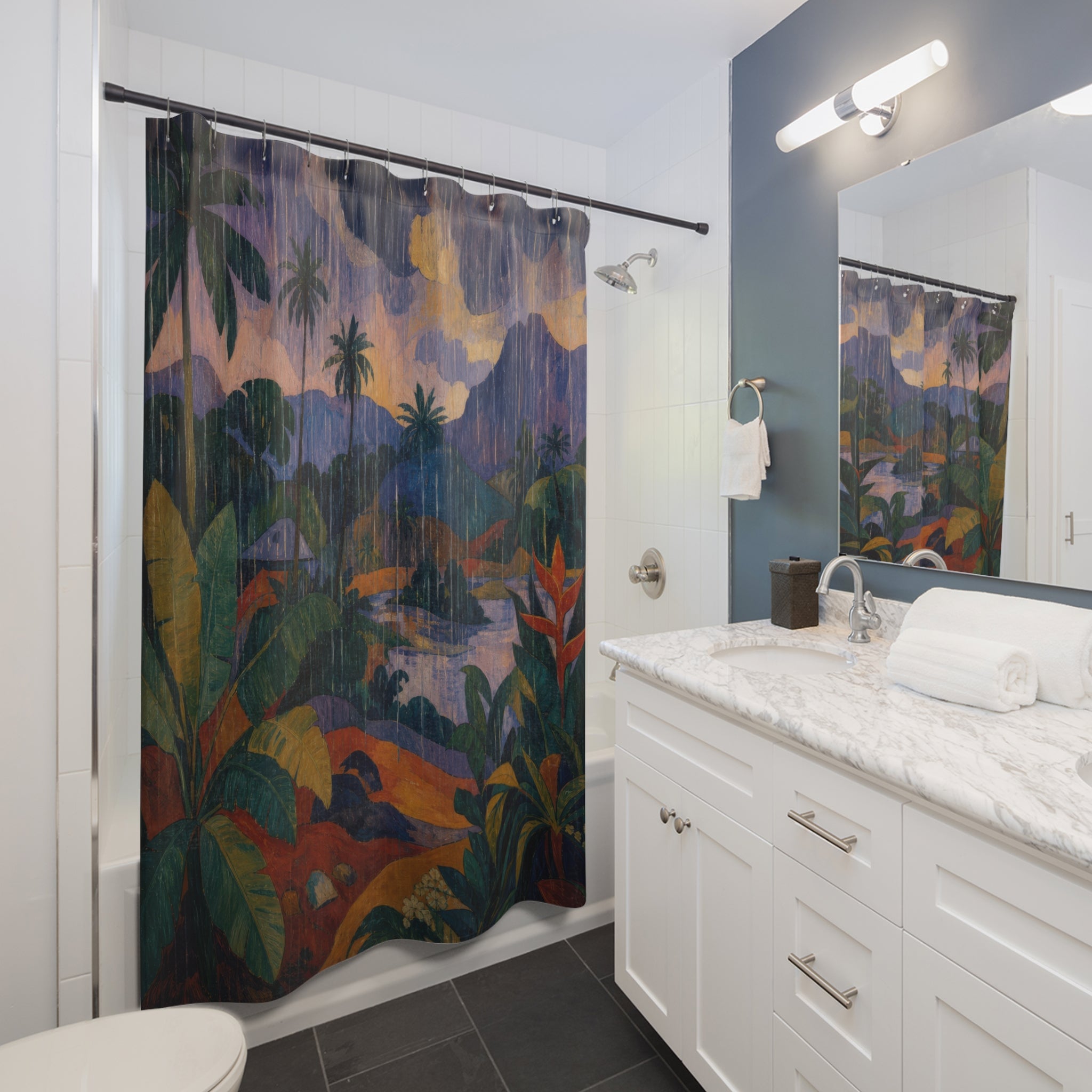Monsoon Rain Landscape Print Shower Curtain