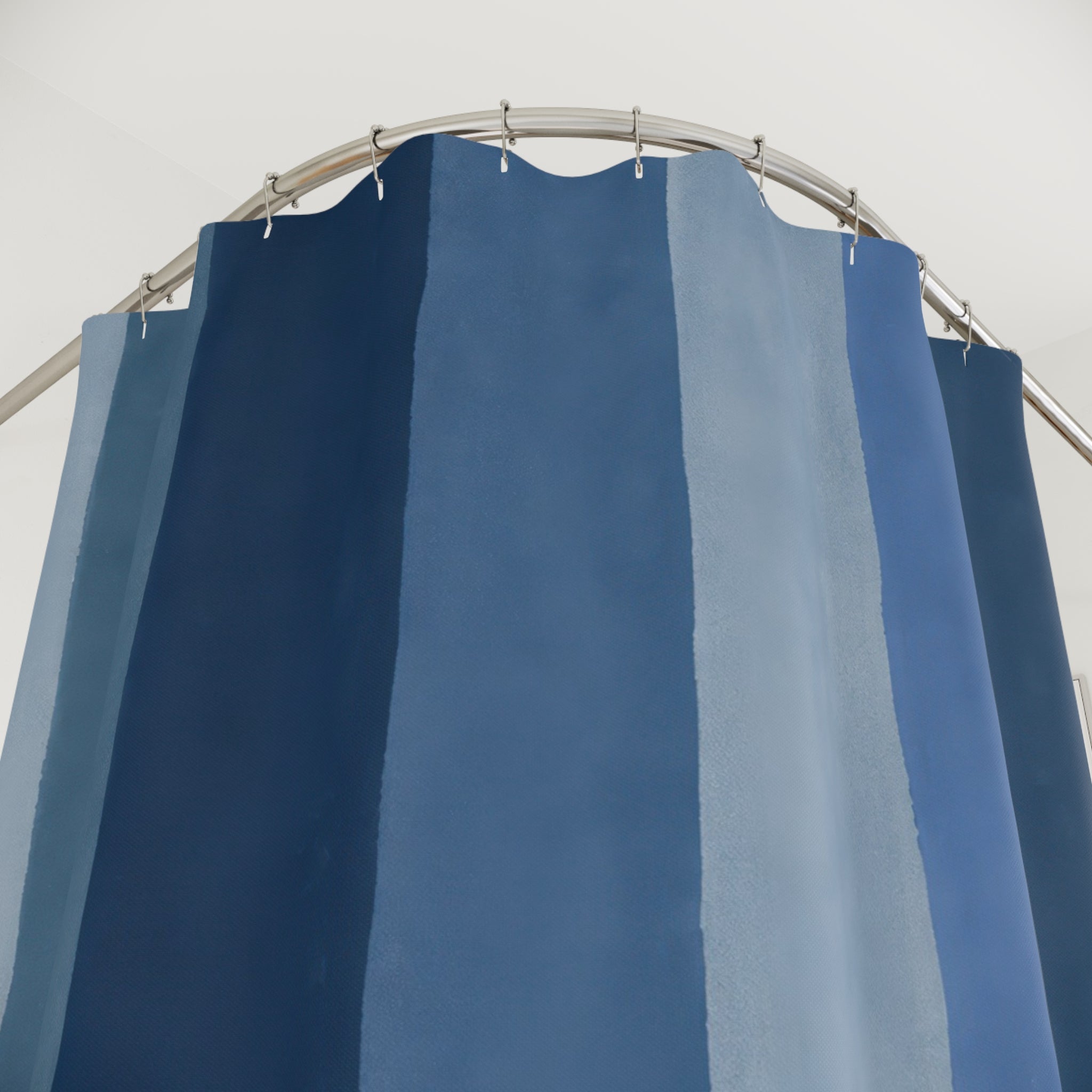 Muted Navy Slate Vertical Bands Shower Curtain