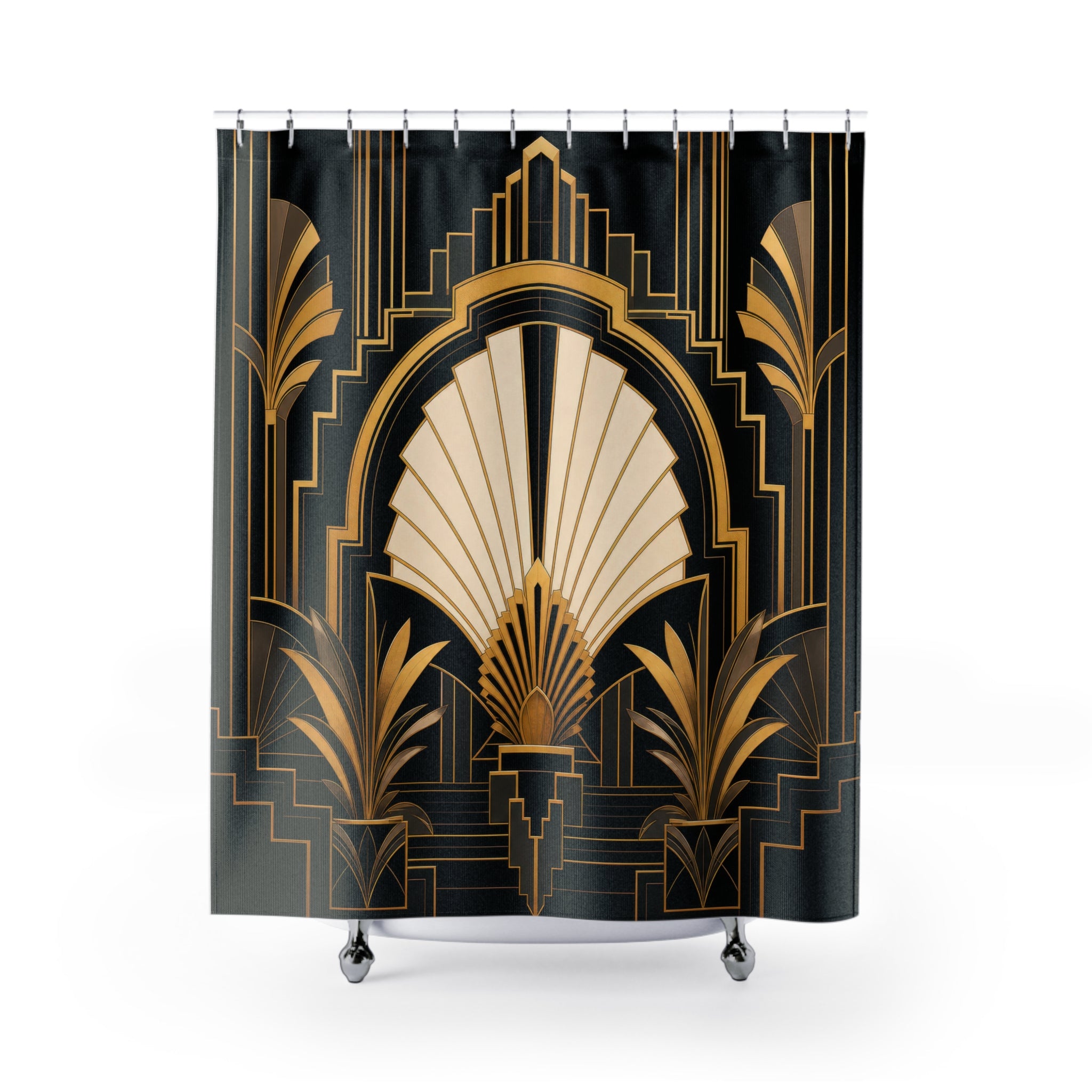 Obsidian Art Deco Shower Curtain