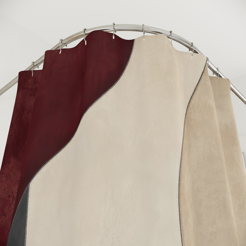 Burgundy Abstract Red and White Shower Curtain