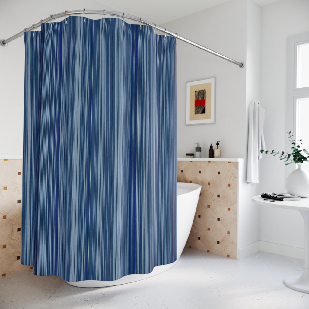 Navy Slate Dense Pinstripe Shower Curtain