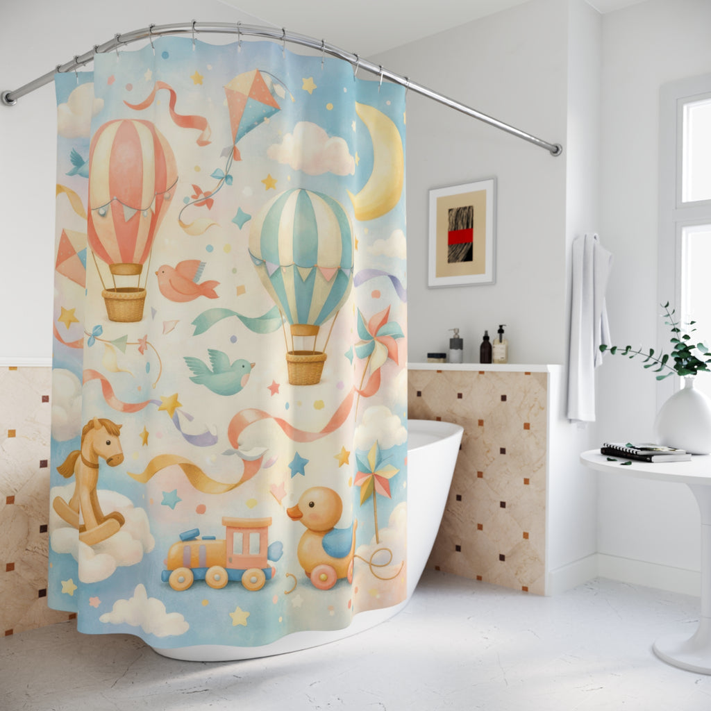 Hot Air Balloon Shower Curtain – Celestial Blue