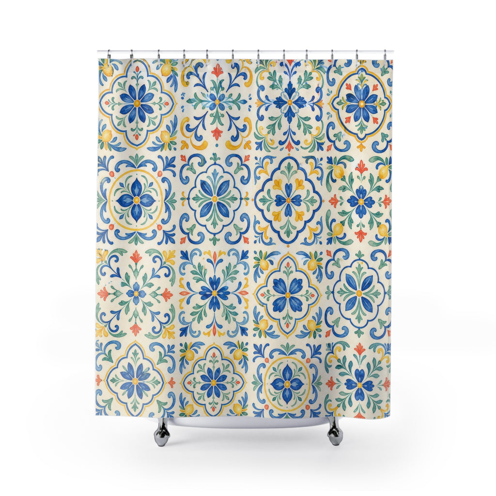 Mediterranean Tile Shower Curtain