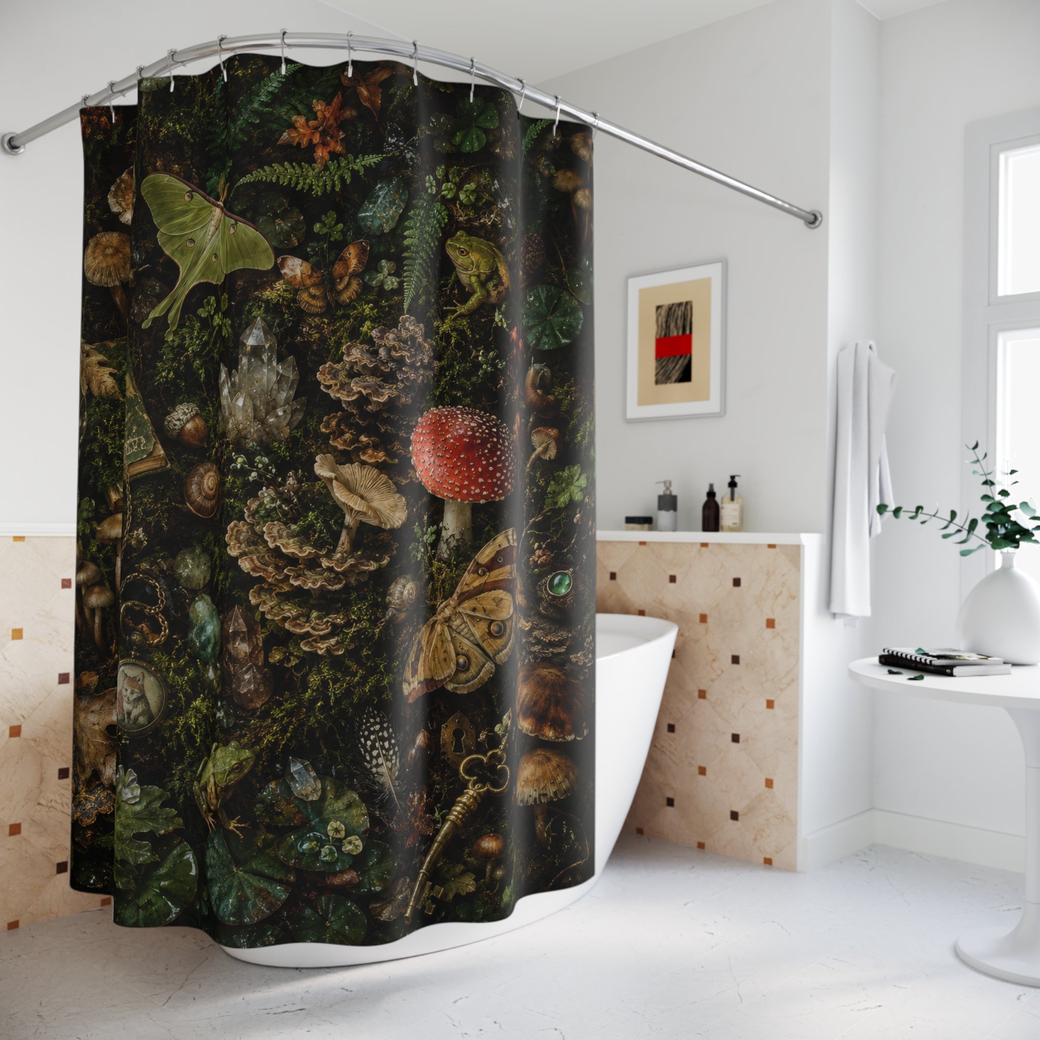 Goblincore Shower Curtain: Mushroom Forest