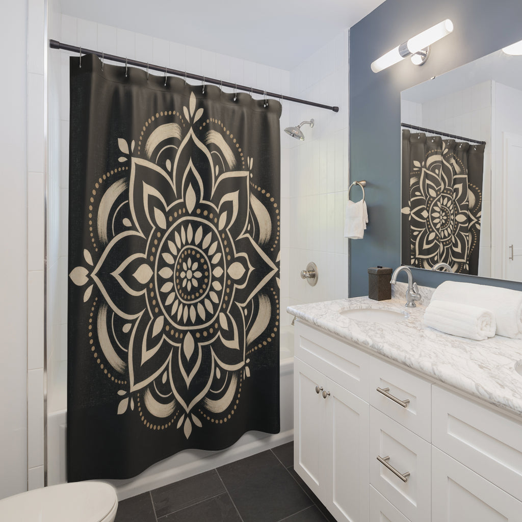 Gold Cream Medallion Shower Curtain