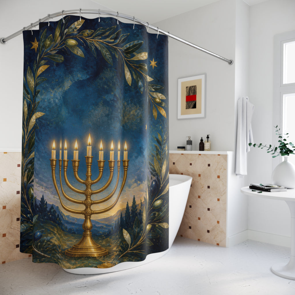 Luminous Hanukkah Garden Shower Curtain