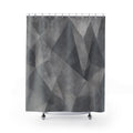 Geometric Shower Curtain, Gray Abstract Bath Decor, Faceted Triangle Pattern, Modern Neutral Guest Bathroom Decor, Faceted Modern Style