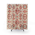 Green Medallion Red Floral Shower Curtain