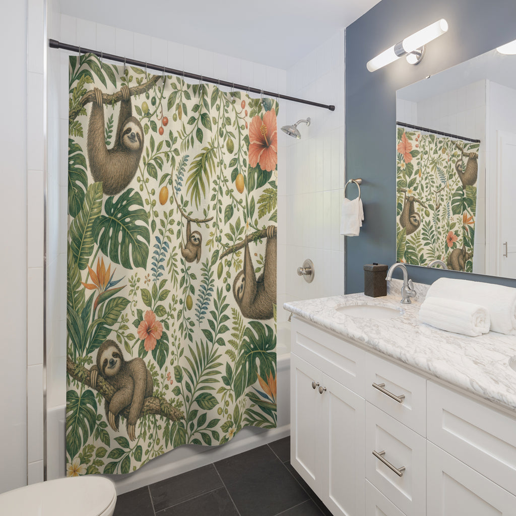 Tropical Jungle Sloth Shower Curtain