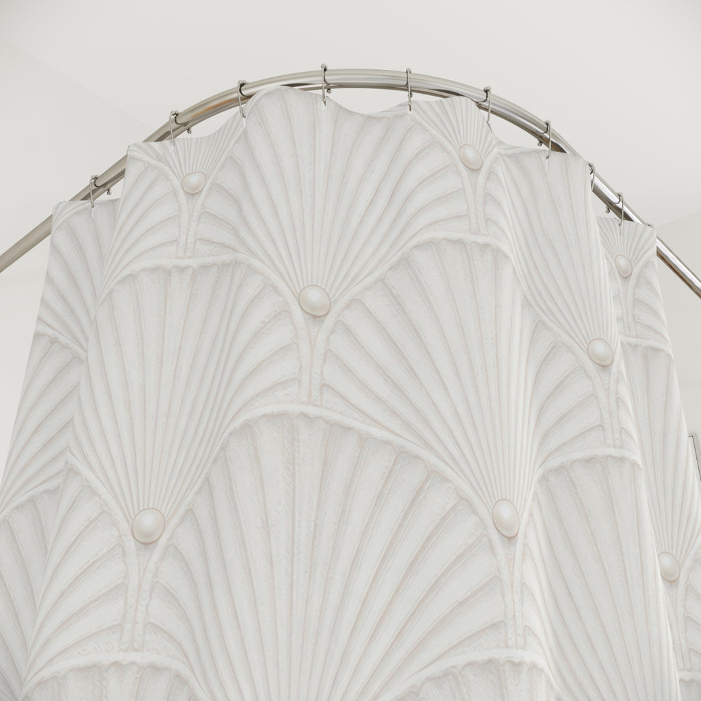 White Fluted Shell Shower Curtain