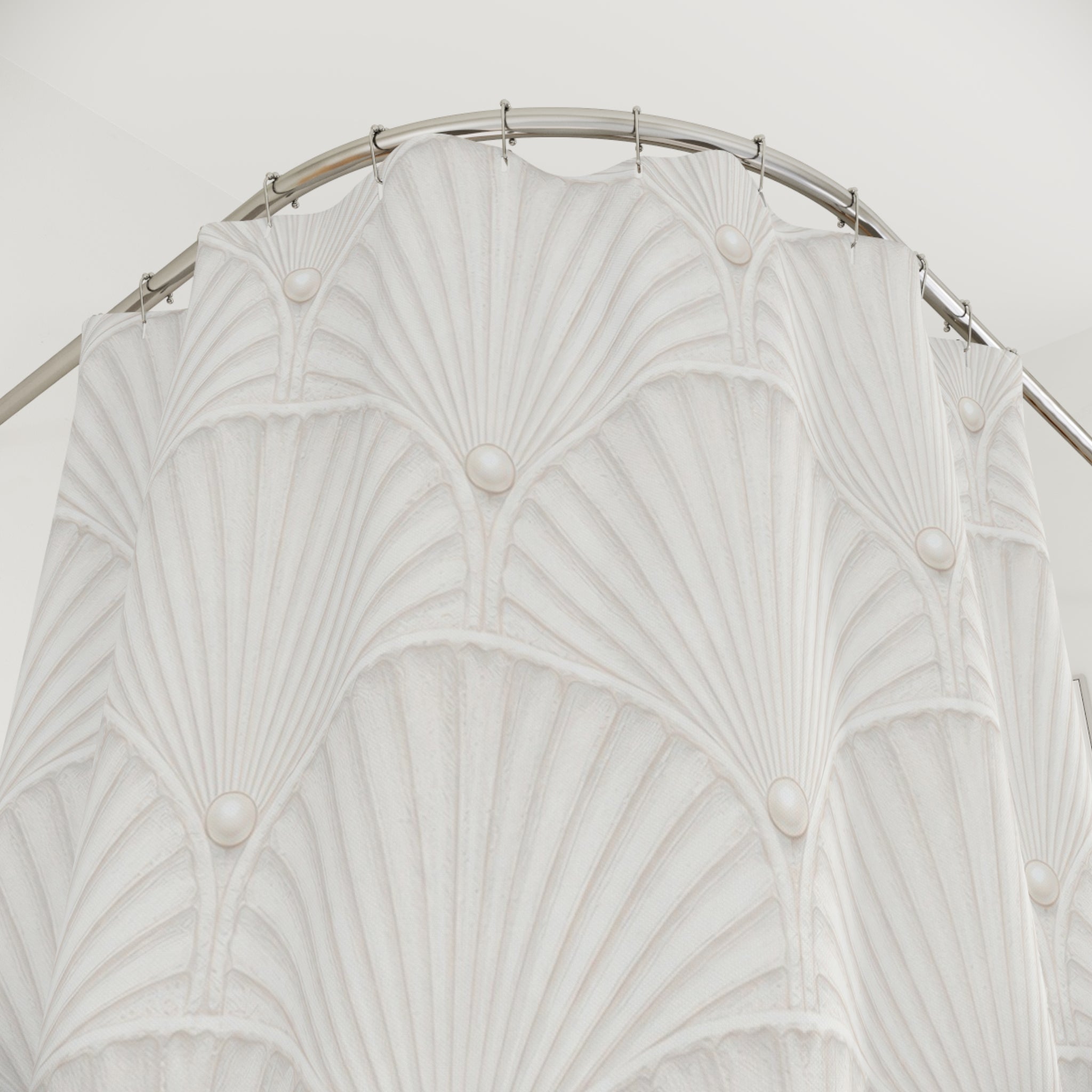 White Fluted Shell Shower Curtain