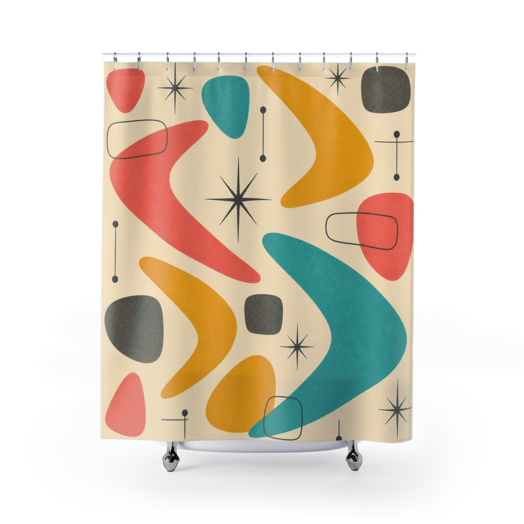 Retro Atomic Mid Century Shower Curtain: Retro Atomic Shower C