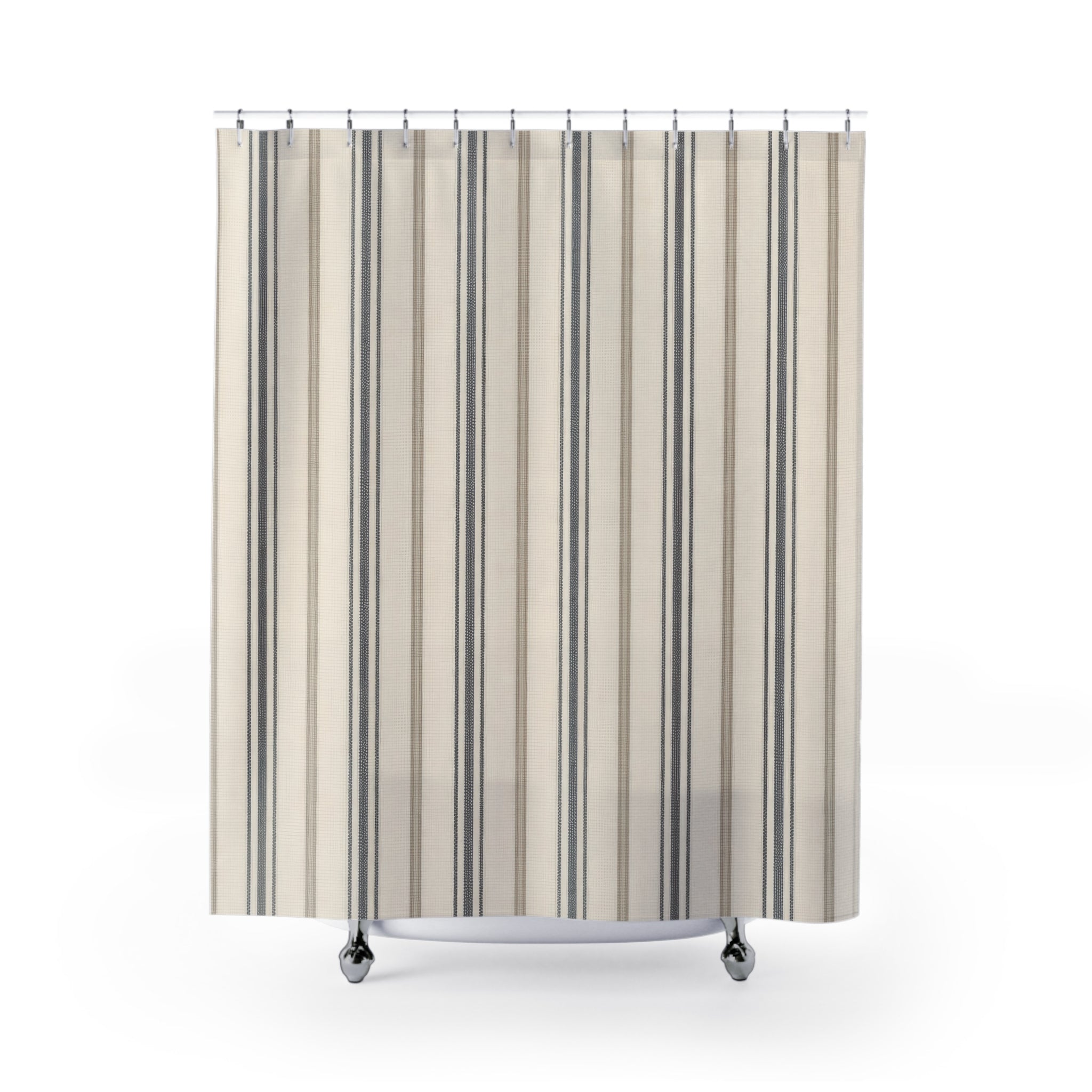 Charcoal and Ivory Ticking Stripe Shower Curtain