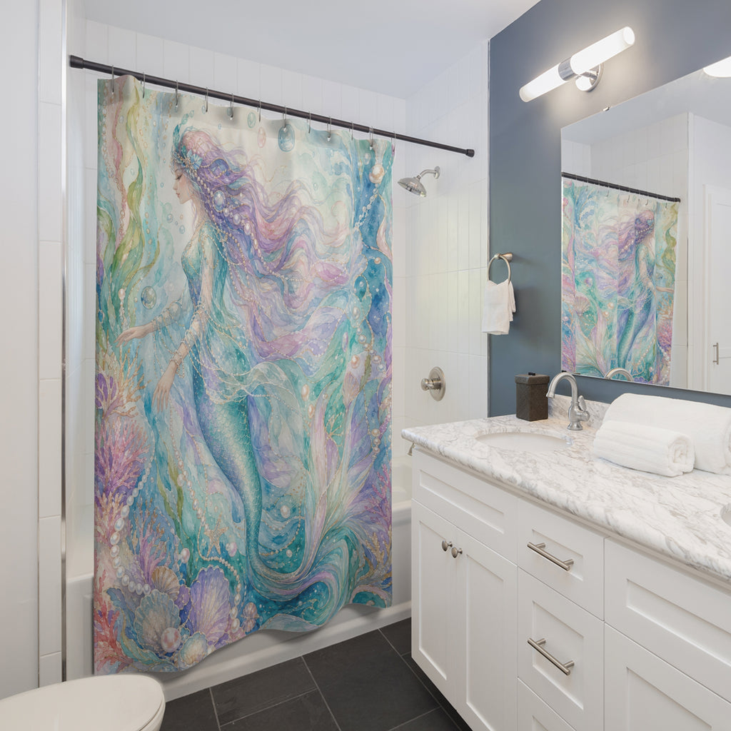 Pastel Ocean Watercolor Shower Curtain