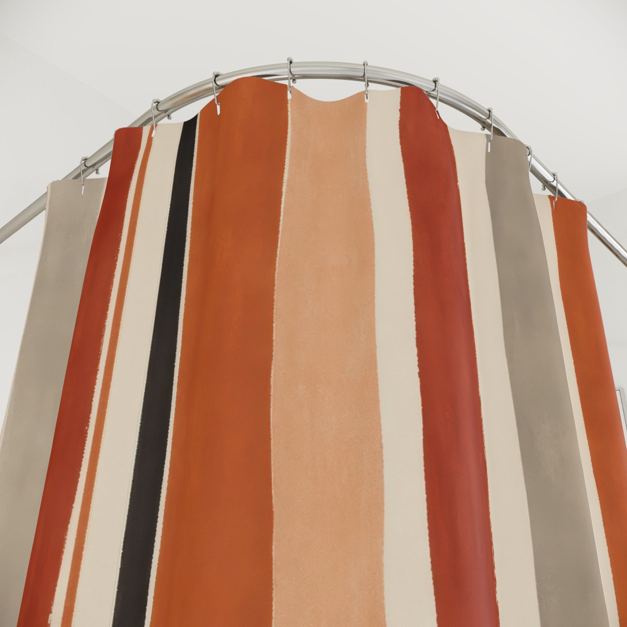 Red Orange Vertical Stripe Shower Curtain