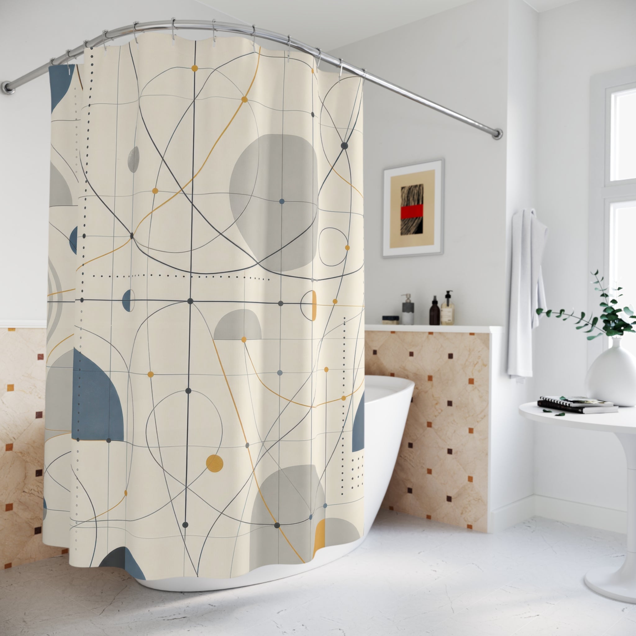 Abstract Math Geometric Shower Curtain