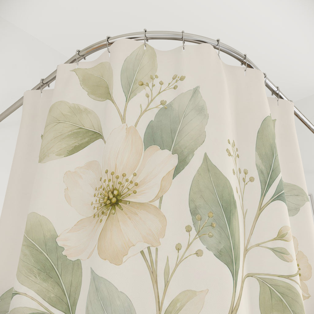 Light Botanical Sage Green Shower Curtain