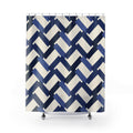 Indigo Shower Curtain: Herringbone Plank