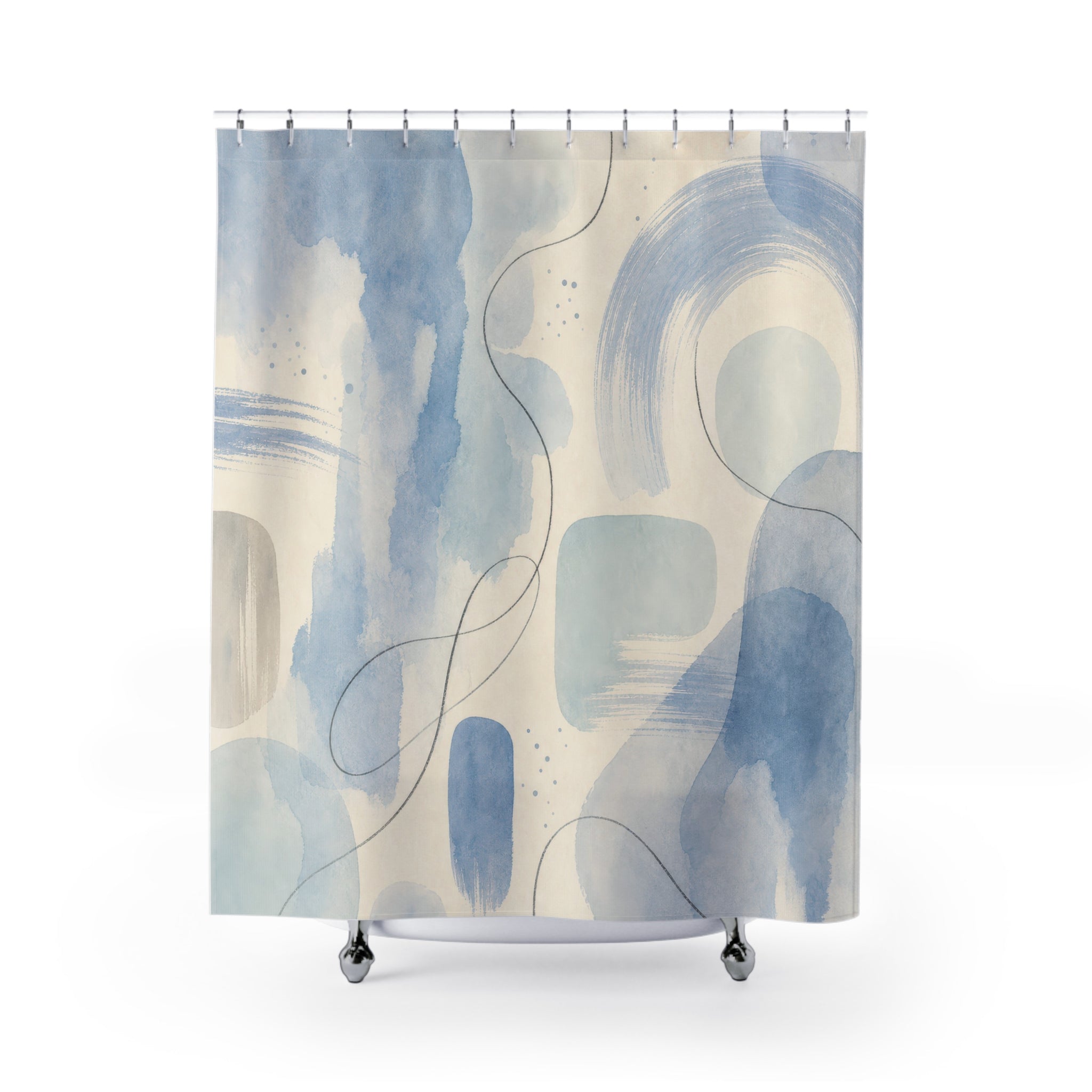 Abstract Light Blue Watercolor Shower Curtain