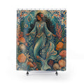 Dark Curly Hair Ocean Shower Curtain
