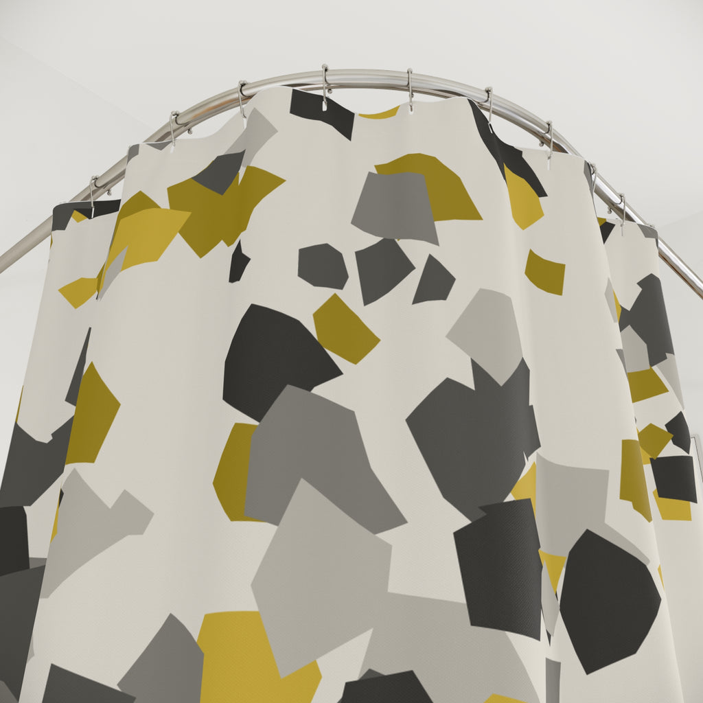 Grey Yellow Shower Curtain: Terrazzo Chip