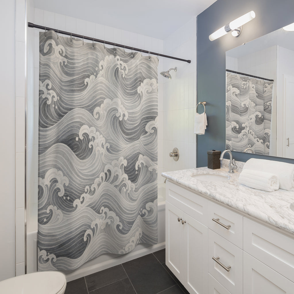 Grey Ocean Water Shower Curtain