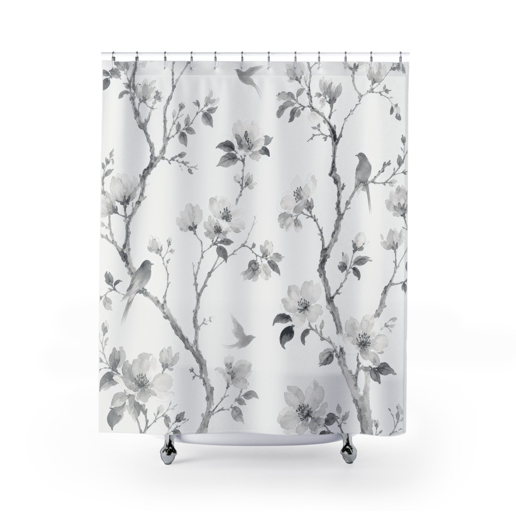 Grey Blossom Branch Shower Curtain