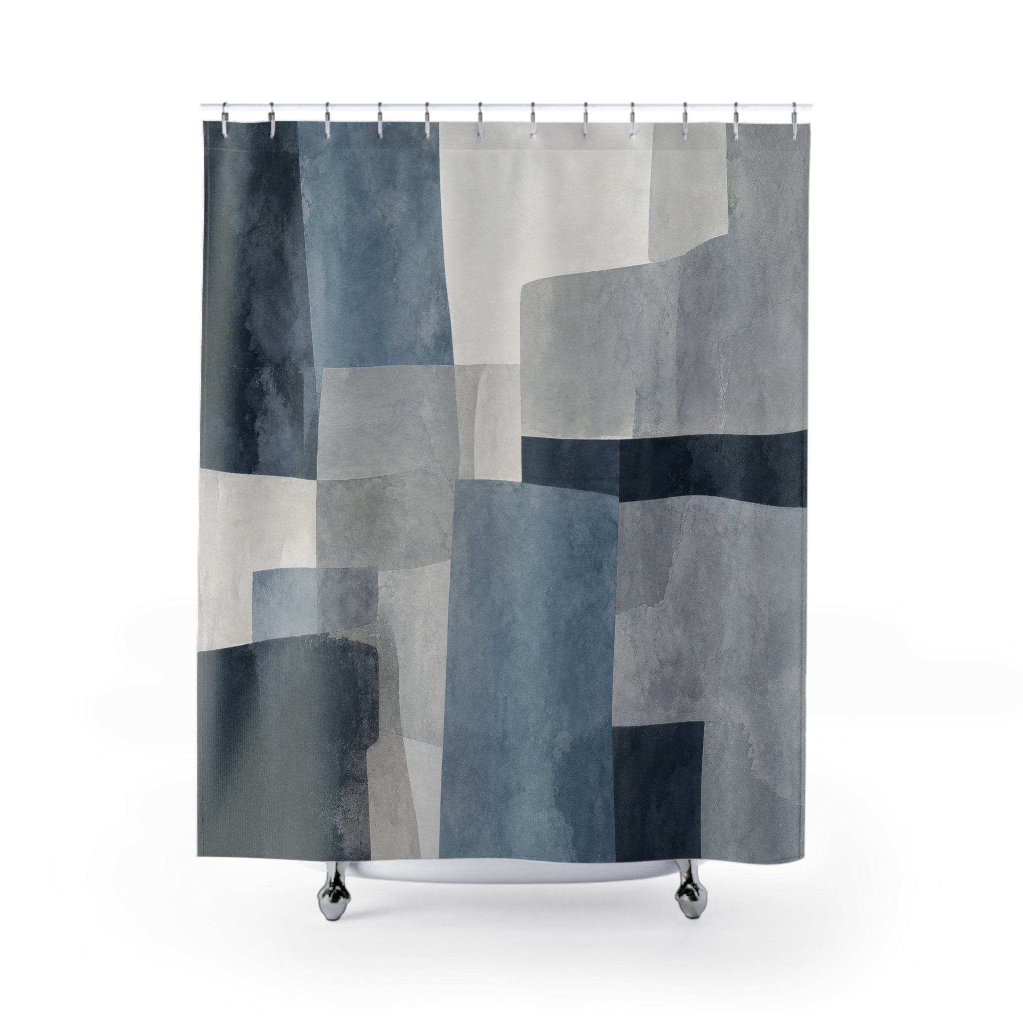 Blue Gray Geometric Shower Curtain