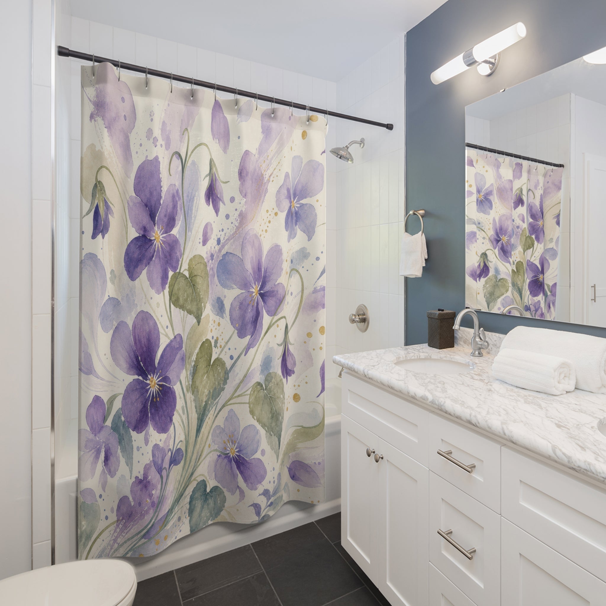 Purple Violet Flower Shower Curtain