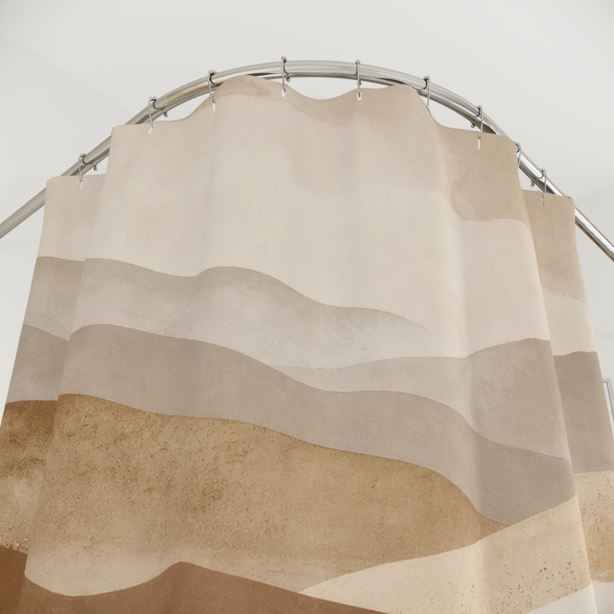 Brown Beige Watercolor Hills Shower Curtain