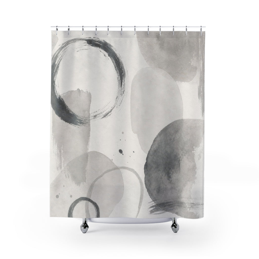Grey White Abstract Shower Curtain