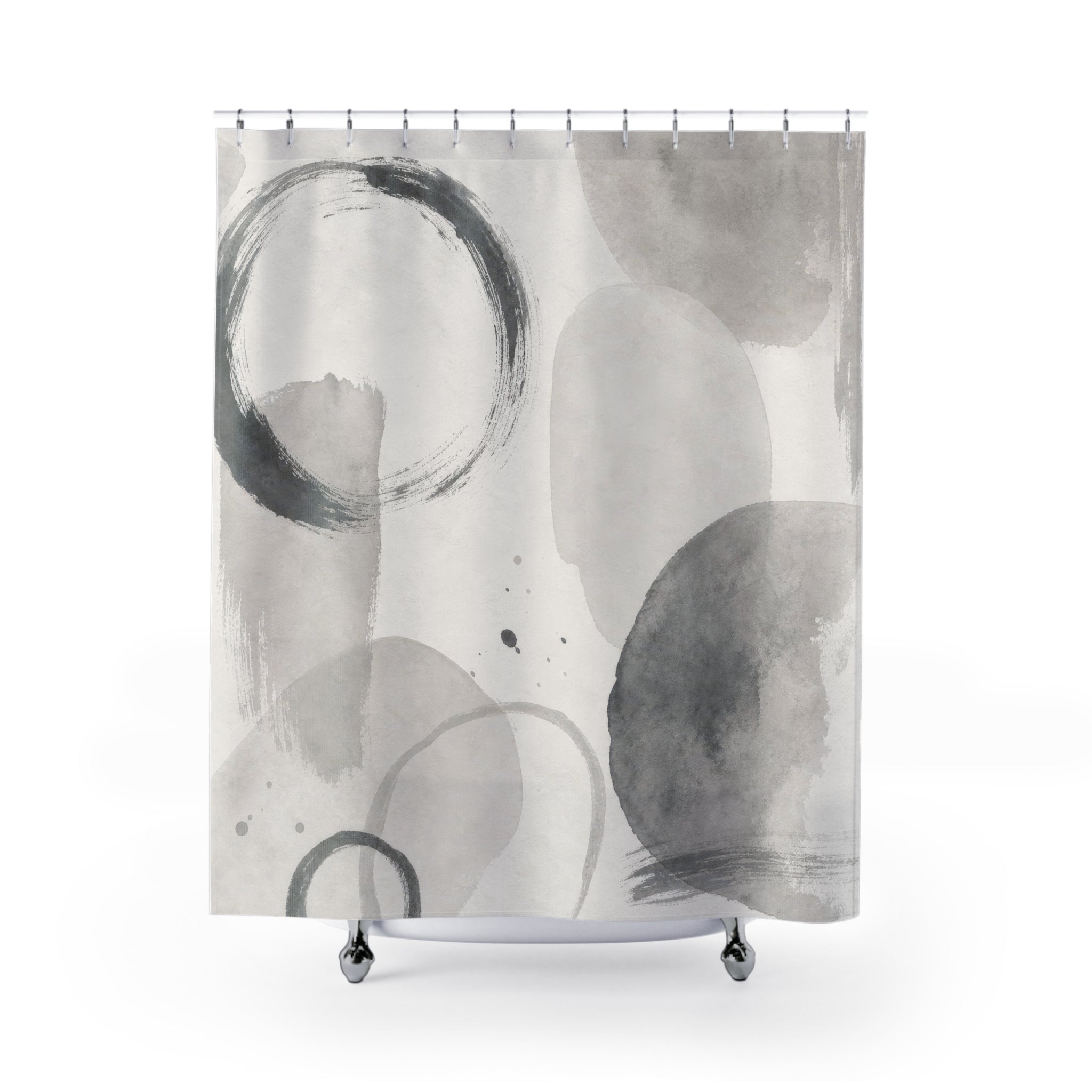 Grey White Abstract Shower Curtain