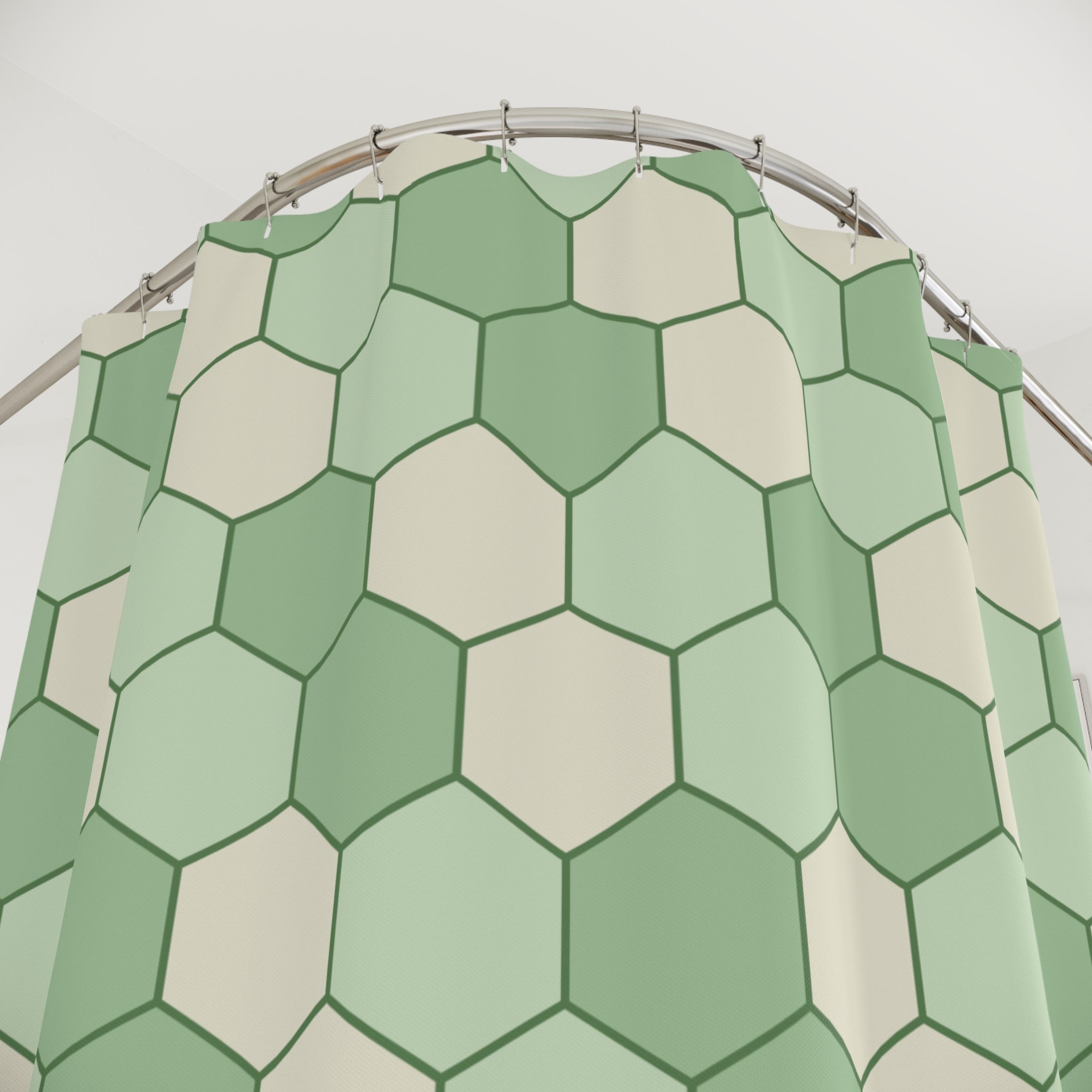 Light Green Shower Curtain: Honeycomb Geometry