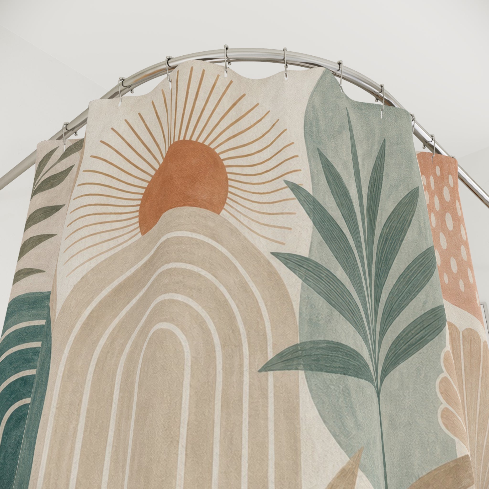 Coastal Boho Shell Wave Shower Curtain