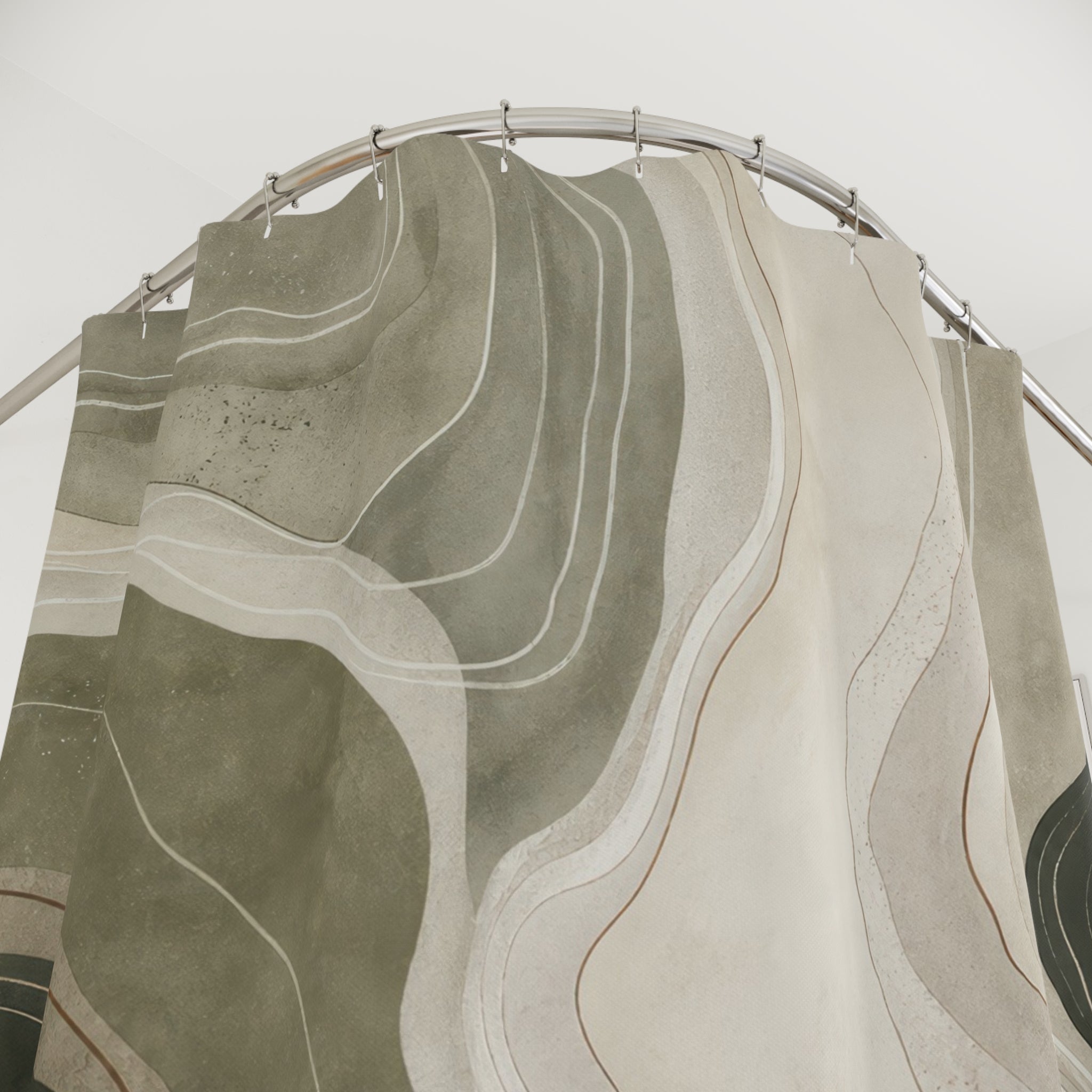 Sage Gray Topographic Line Shower Curtain