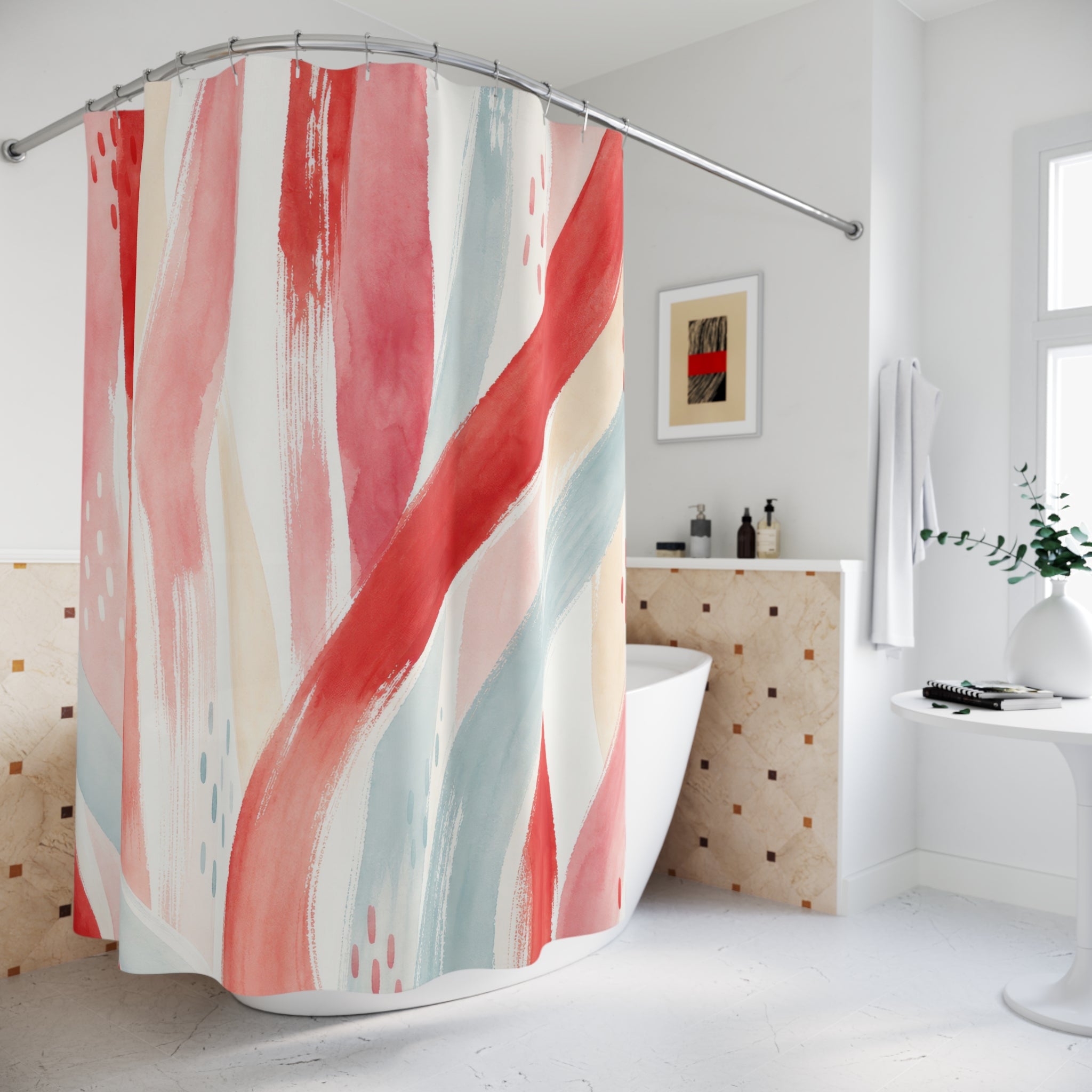 Watercolor Stripe Shower Curtain