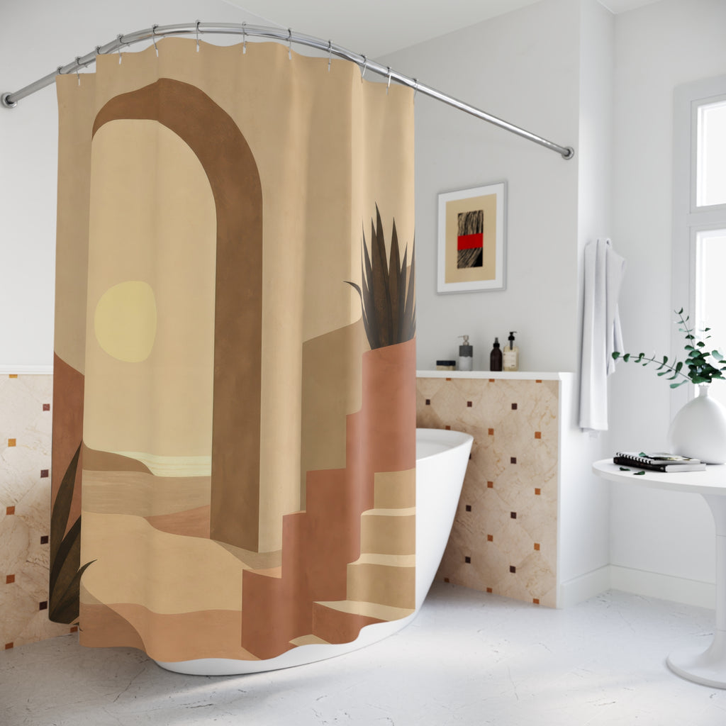 Desert Arch Sun Beige Geometric Shower Curtain