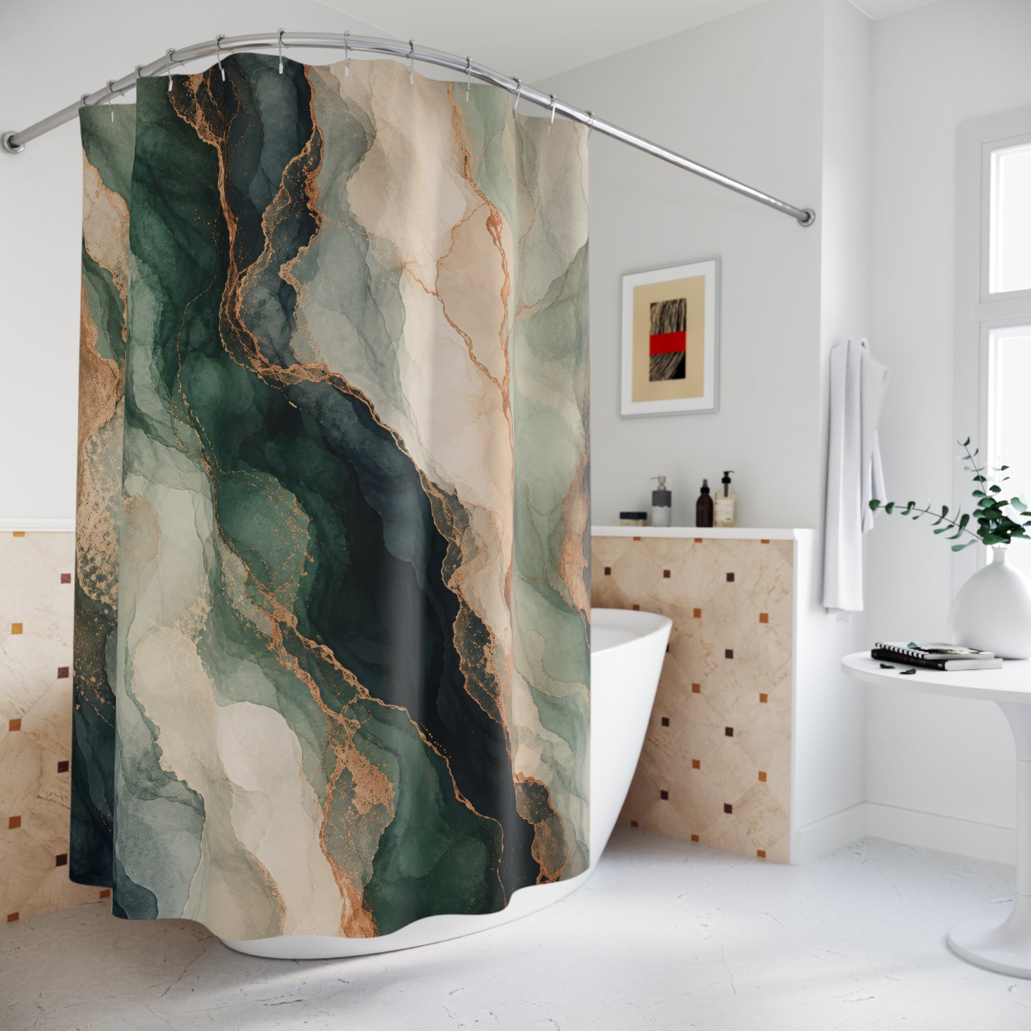 Emerald Abstract Shower Curtain
