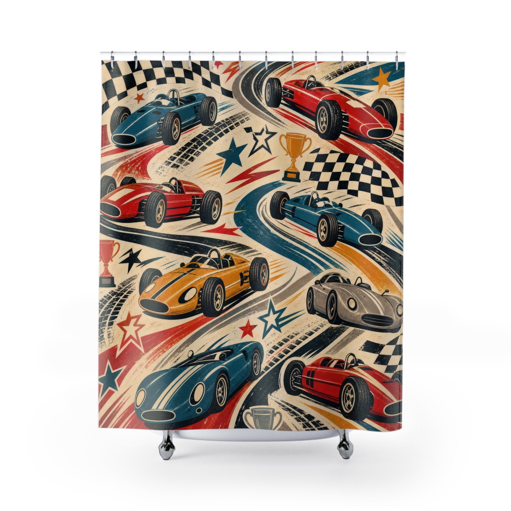 Race Car Kids Shower Curtain